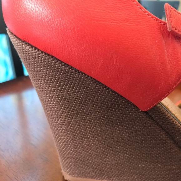 Pink Studio Orange Wedge Sandals - Picture 4 of 11